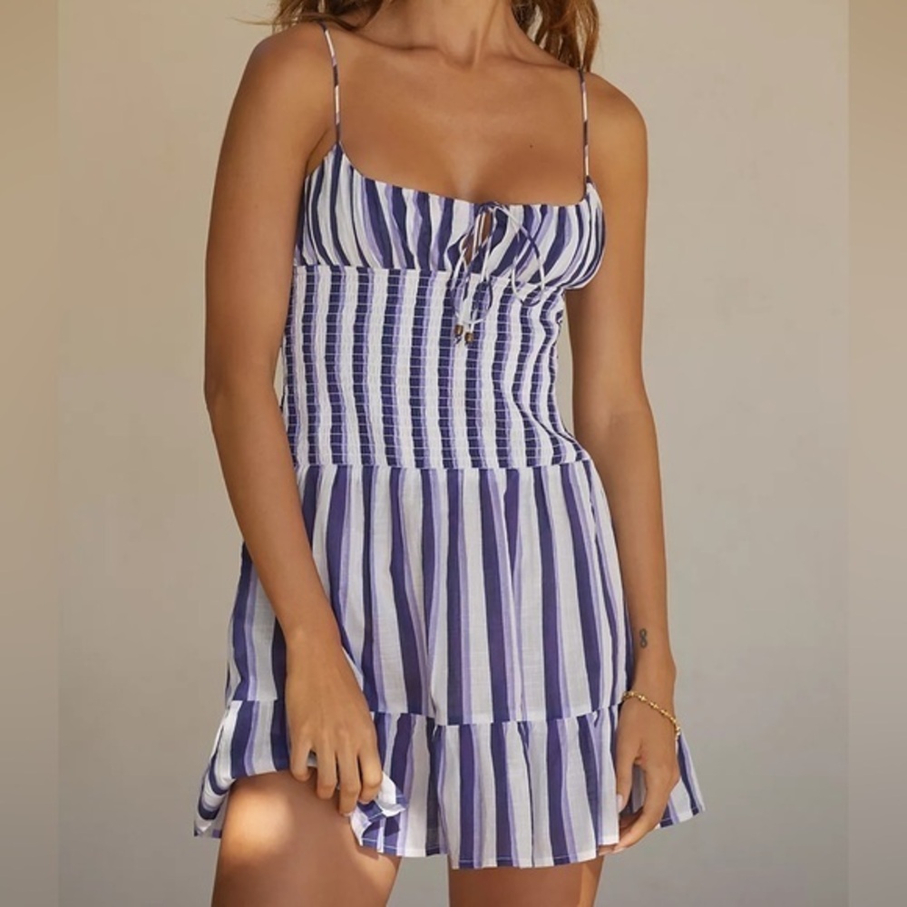 Anthropologie Tiered Smocked Mini Dress